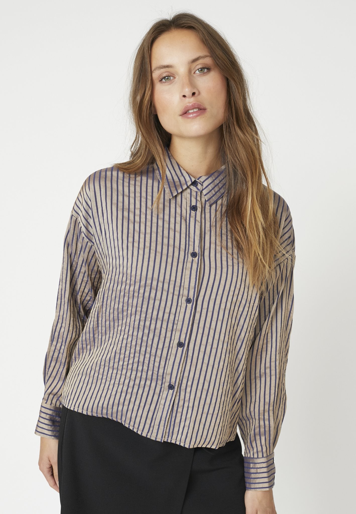 blouse | CALVIA - caramel/blauw